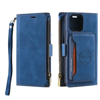 Drop-resistant Protective Leather Phone Case Kickstand with Zipper Wallet for iPhone 11 