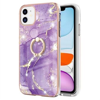 Kickstand Design Electroplating Flexible TPU Cover IML IMD Marble Pattern Phone Case for iPhone 11 