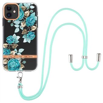 YB IMD Series IML TPU-telefoncover til iPhone 11 , lang snor + elektrobelagte blomstermønstre telefonbeskyttelsescover
