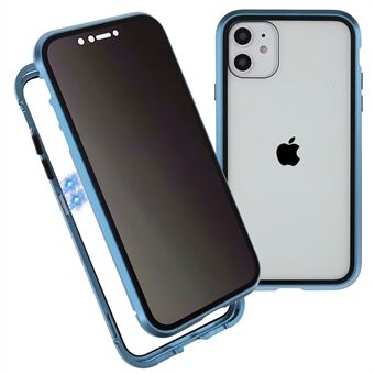 For iPhone 11  Anti-Peeping Magnetic Case Double-Sided Tempered Glass + Magnet Absorption Metal Bumper Frame Full Body Protection Cover