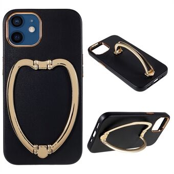 For iPhone 11  Electroplating Buttons PU Leather Coating PC+TPU Phone Case with Foldable Metal Kickstand