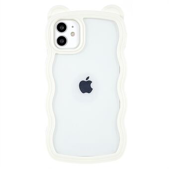 Aftageligt 2-i-1 telefoncover til iPhone 11 , sød bjørneøre-dekor PC+TPU Farveramme Mobiltelefonskal