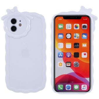 Til iPhone 11 6,1 tommer massiv hvid blank overflade Anti-chok telefoncover med 3D tegneserie monsterdesign smartphone beskyttende blød TPU bagcover