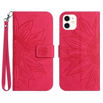 Skin-Touch Feeling Flip Phone Case til iPhone 11 6,1 tommer, påtrykt solsikkeholder Anti-drop PU læder magnetisk Stand med rem