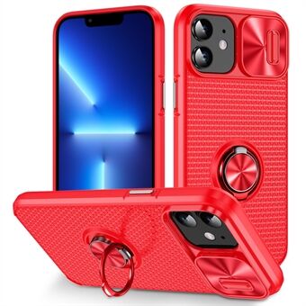 Ring Kickstand Phone Case til iPhone 11 CD Vein Slide Kamera Lens beskyttelse PC+TPU telefoncover