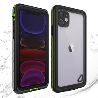 IP68 vandtæt stødsikkert cover til iPhone 11 TPU+PC+PET Undervands dykkertelefoncover - Sort/grøn