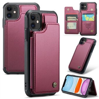 CASEME C22 Series RFID Blocking Card Slots Cover til iPhone 11, Kickstand PU Læder Coated TPU Telefon Cover