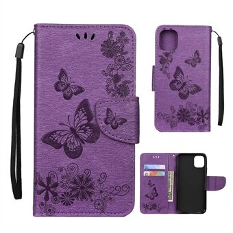 Imprint Butterfly Flower Læderpung-etui til iPhone 11 Pro  (2019)