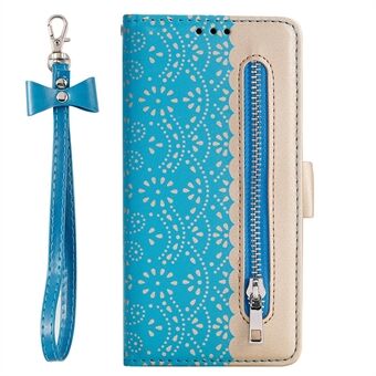 Lace Flower Pattern Zipper Pocket Leather Wallet Case for iPhone 11 Pro (2019)