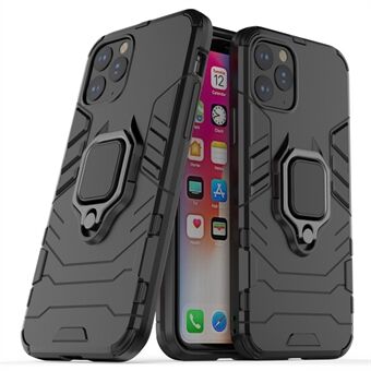 Telefoncover til iPhone 11 Pro  (2019) Finger Ring Kickstand PC + TPU Hybrid Cover - Sort