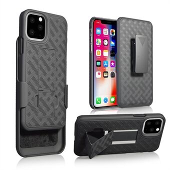 Flettet mønster bælteklips kickstand pc-telefon skal til iPhone 11 Pro  (2019)