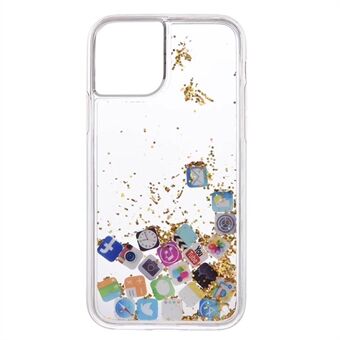 APP Icon Dynamic Glitter Powder Pailletter TPU Back Shell til iPhone 11 Pro 5,8 tommer (2019) - Guld