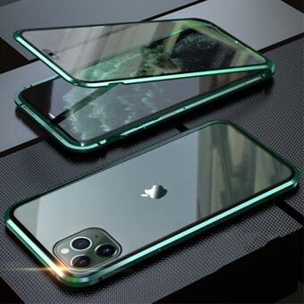 Fuldt dækkende magnetisk metalramme + hærdet glas touchskærm telefoncover til Apple iPhone 11 Pro 