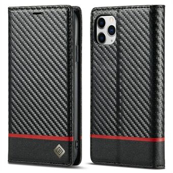 LC.IMEEKE Carbon Fiber Texture Stand Wallet Læder Phone Shell Cover til iPhone 11 Pro 