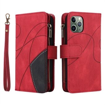 KT Multi-function Series-5 for iPhone 11 Pro  Multiple Card Slots Bi-color Splicing Cover Zipper Pocket Leather Protective Phone Case