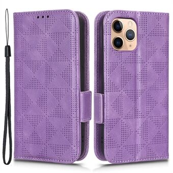 Til iPhone 11 Pro  Flip Phone Case Stand Wallet tegnebog påtrykt trekantmønster Støvtæt PU lædercover med rem