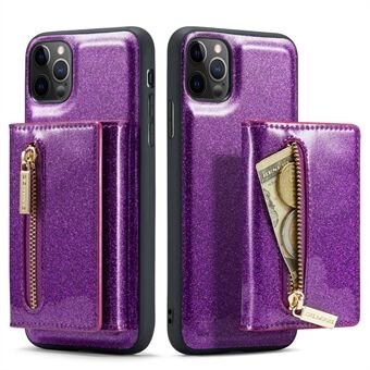 DG.MING M3-serien til iPhone 11 Pro 5,8 tommer 2-i-1 glitrende PU-læderbelagt PC+TPU-bagcover Magnetisk aftagelig lynlås tegnebog Faldsikkert telefoncover med støtteben