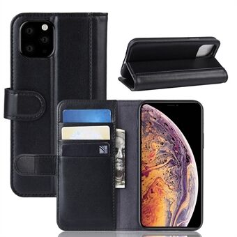 Ægte Split Læder Telefon Cover til iPhone 11 Pro Max 6,5 tommer (2019) - Sort