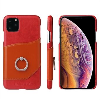 FIERRE SHANN Oil Wax Leather Coated PC Casing with Kickstand for iPhone 11 Pro Max  (2019)