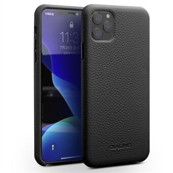 QIALINO Genuine Leather Litchi Texture Phone Back Cover Case for iPhone 11 Pro Max  - Black