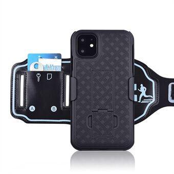 Nylon Sport Armbånd Vævet mønster pc-etui med fodstandsdæksel til iPhone 11 Pro Max 