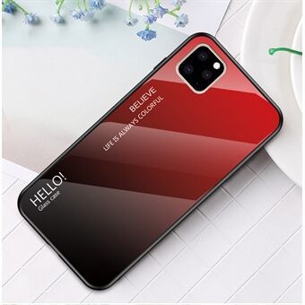 For iPhone 11 Pro Max  Gradient Color Tempered Glass PC TPU Hybrid Phone Case