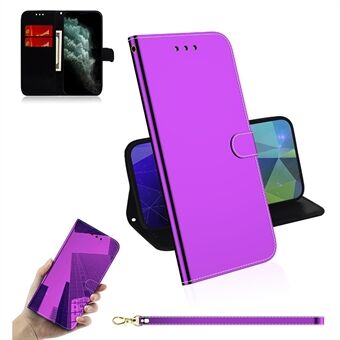 Mirror-like Surface Leather Wallet Stand Cell Phone Case for iPhone 11 Pro Max 