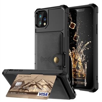 Læderbelagt TPU-cover med tegnebogsstøtte Indbygget magnetisk ark til iPhone 11 Pro Max  - Sort