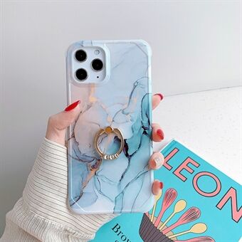 Marble Pattern IMD Anti-fall TPU Phone Cover with Ring Kickstand for iPhone 11 Pro Max 