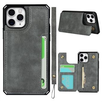 For iPhone 11 Pro Max Button Flip PU Leather Coated TPU Wallet Phone Shell