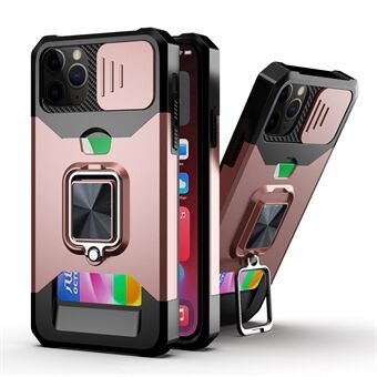 Skydekameracover Design Anti-Drop Ring Holder Kickstand Telefoncover med kortplads til iPhone 11 Pro Max 