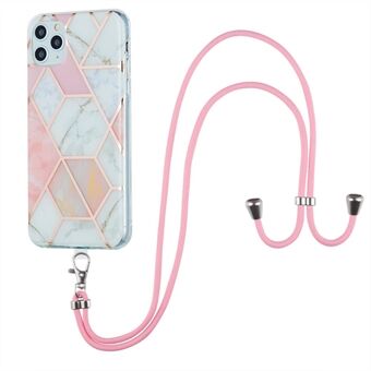 2.0mm IMD TPU Phone Cover Splicing Marble Pattern + Lanyard Electroplating Case for iPhone 11 Pro Max 