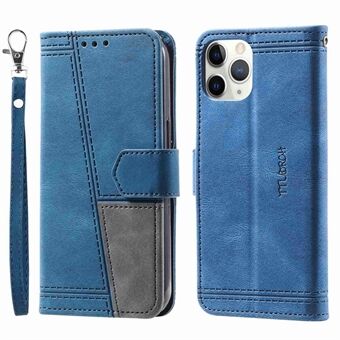 TTUDRCH For iPhone 11 Pro Max  004 Splicing Leather Case RFID Blocking Wallet Stand Phone Cover Protector with Handy Strap