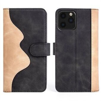 For iPhone 11 Pro Max  Scratch Resistant Phone Protective Cover Flip Leather Case Color Splicing Stand Wallet with Card Holder Smartphone Shell