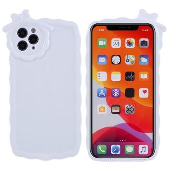 Til iPhone 11 Pro Max 6,5 tommer solid hvid blank overflade telefoncover med 3D tegneserie monsterdesign Ridsefast smartphone blødt TPU bagcover