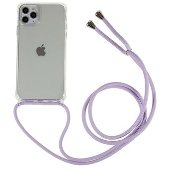 Til iPhone 11 Pro Max 6,5 tommer TPU+akryl telefoncover Anti-ridse gennemsigtigt etui med justerbar snor