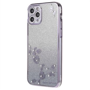 Til iPhone 11 Pro Max 6,5 tommer Flower Rhinestone Decor Glitter Blødt TPU Cover Gradient Anti-drop telefoncover