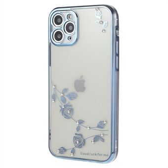 Til iPhone 11 Pro Max 6,5 tommer Rhinestone Decor Blomstermønster Blødt TPU telefoncover galvaniseret bagcover