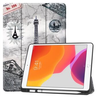 Mønsterprint Tri-fold Stand TPU Læder Smart Tablet Case med Apple Pencil Slot til iPad 10.2 (2021)/(2020)/(2019)