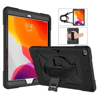 [Indbygget håndholderrem] 360° drejeligt støtteben PC + Silikone Combo Tablet Shell med skulderrem til iPad 10.2 (2020) (2019)