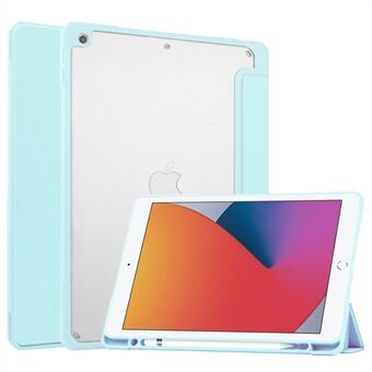 For iPad 10.2 (2021)/(2020)/(2019) Shockproof Case Transparent Back Stand Tablet Cover with Pen Slot