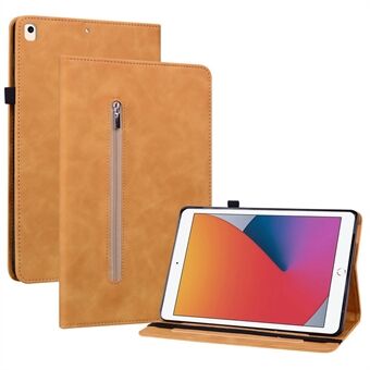 For iPad iPad 10.2 (2021)/(2019)/(2020) Solid Color Tablet Case with Zipper Pocket Shockproof Full Protection PU Leather Tablet Cover Shell with Card Slots Wallet Stand