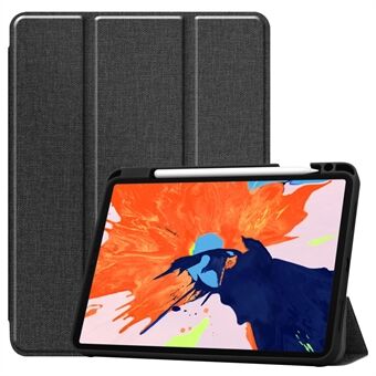 Jeans-lignende tekstur Tri-fold Stand PU læder tablet-case med kuglepen til iPad Pro  (2020) / (2018)