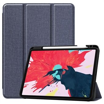 Jeans Texture Tri-fold Stand PU læder tablet-etui med kuglepen til iPad Pro  (2020) / (2018)