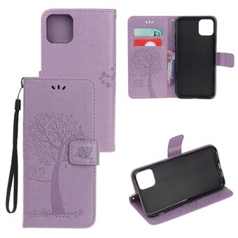 Imprint Tree Owl Wallet Lædertelefontaske til iPhone 12 mini