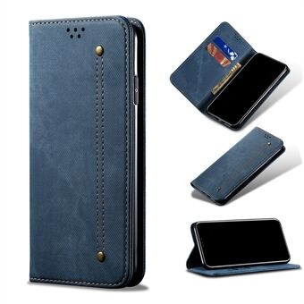 Jeans Cloth Texture Wallet Læder Mobiltelefon Beskyttelsescover til iPhone 12 mini