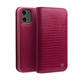 QIALINO Crocodile Texture Cowhide Leather Case Protector til iPhone 12 mini - Rose