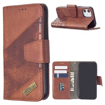 BF04 Splicing Crocodile Texture Wallet Stand Leather Case for iPhone 12 mini 