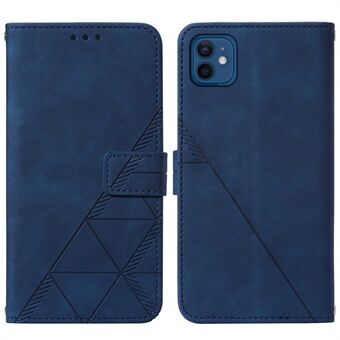 Business-Style PU-læder Phone Shell Lines Imprinting Phone Cover Case med Stand til iPhone 12 mini 