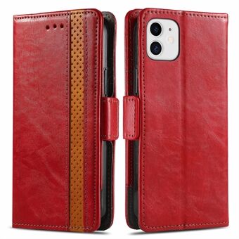 CASENEO 002 Series For iPhone 12 mini  Business Style Splicing PU Leather Case Stand Shell Fall Proof Flip Folio Wallet Cover